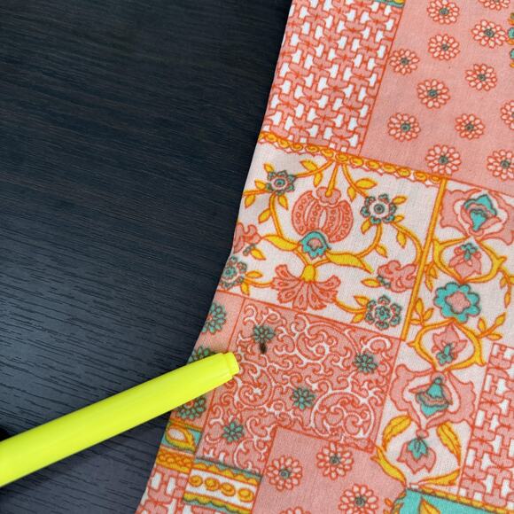 Vintage Top Womens Large Floral Patchwork Nylon Shirt Blouse Boho 70s 80s Kmart - Picture 9 of 11